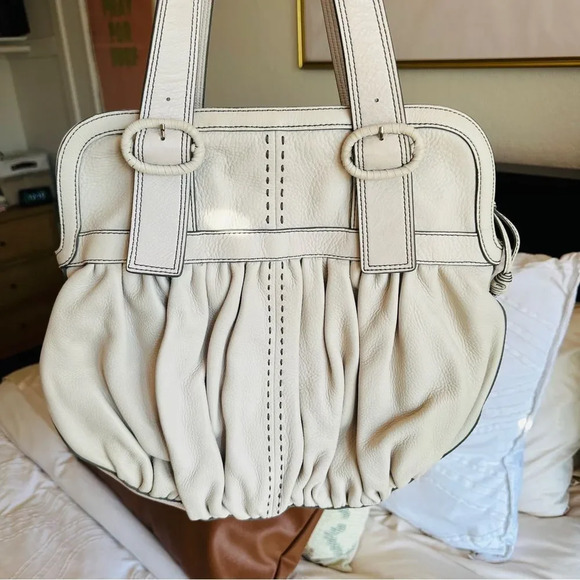 Cole Haan Leather Suede Duffle Hobo Bag - Picture 2 of 6